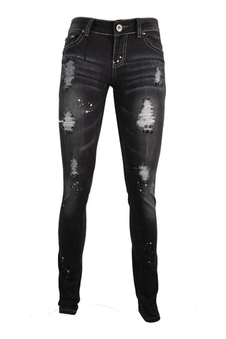 Frayed Grey Jeans With Paint