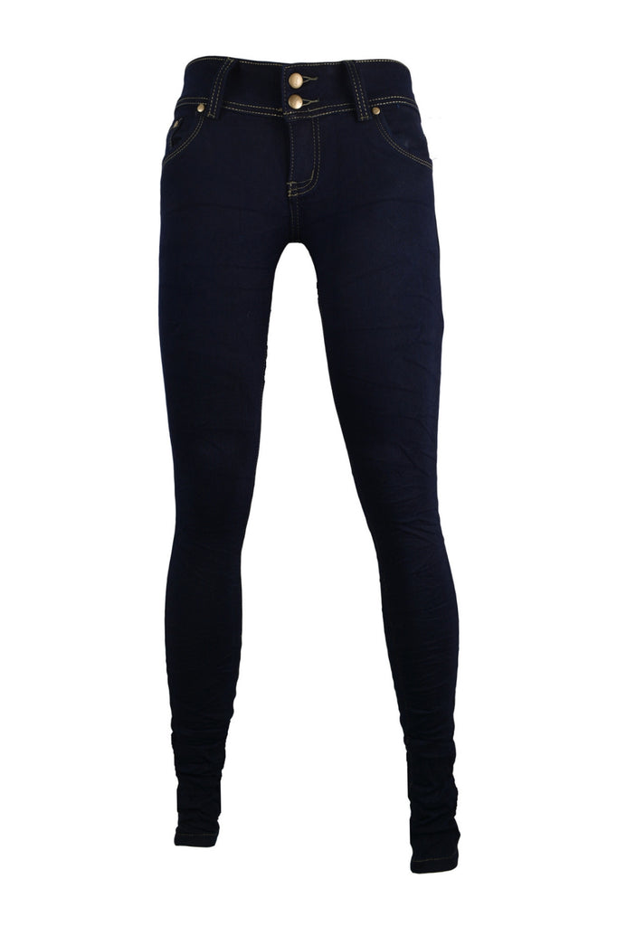 Crinkle Effect Jeans with Pocket Design