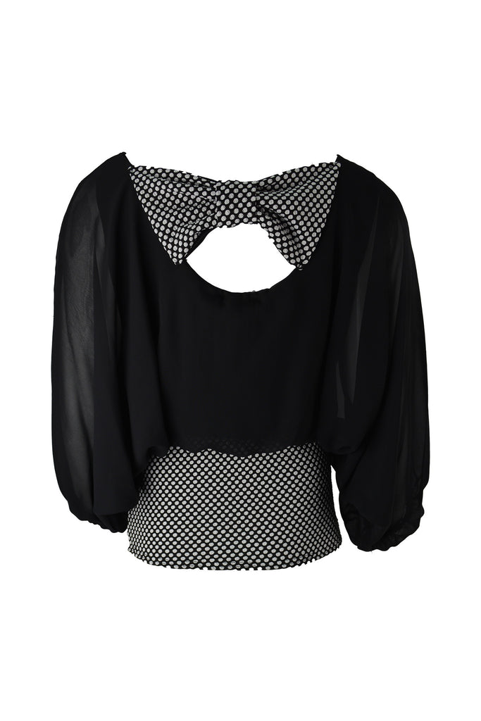 Batwing Chiffon Top with Polka Dots