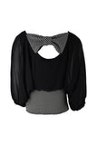 Batwing Chiffon Top with Polka Dots