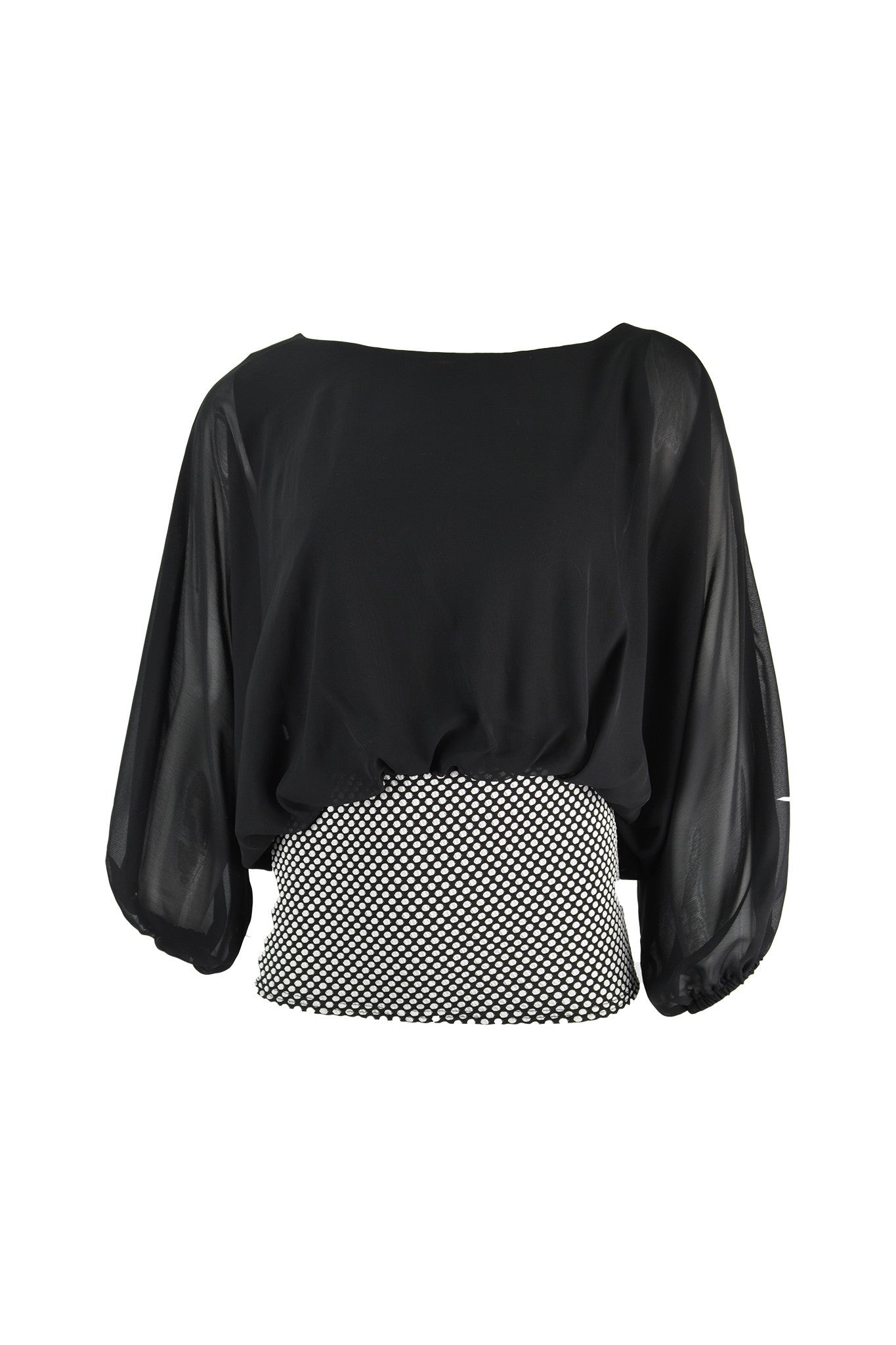 Batwing Chiffon Top with Polka Dots