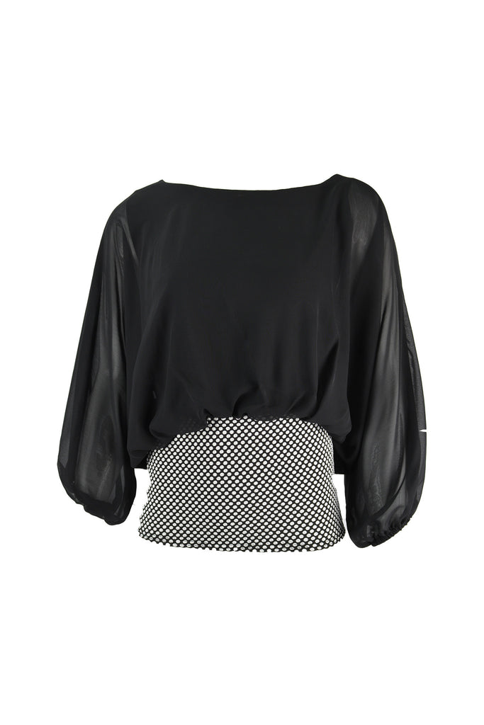 Batwing Chiffon Top with Polka Dots