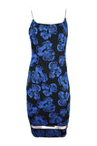 Bodycon Cami Midi Dress Blue and Black