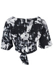 Monochrome Floral Crop Top