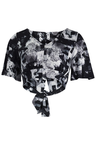 Monochrome Floral Crop Top
