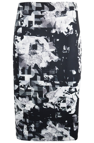 Monochrome Floral Midi Skirt