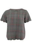 Houndstooth Scallop Sleeve Top
