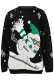 Skiing Snowman Christmas Jumper Black