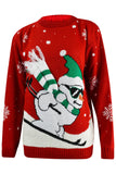 Skiing Snowman Christmas Jumper Red