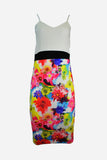 Two Tone Floral Midi Dress
