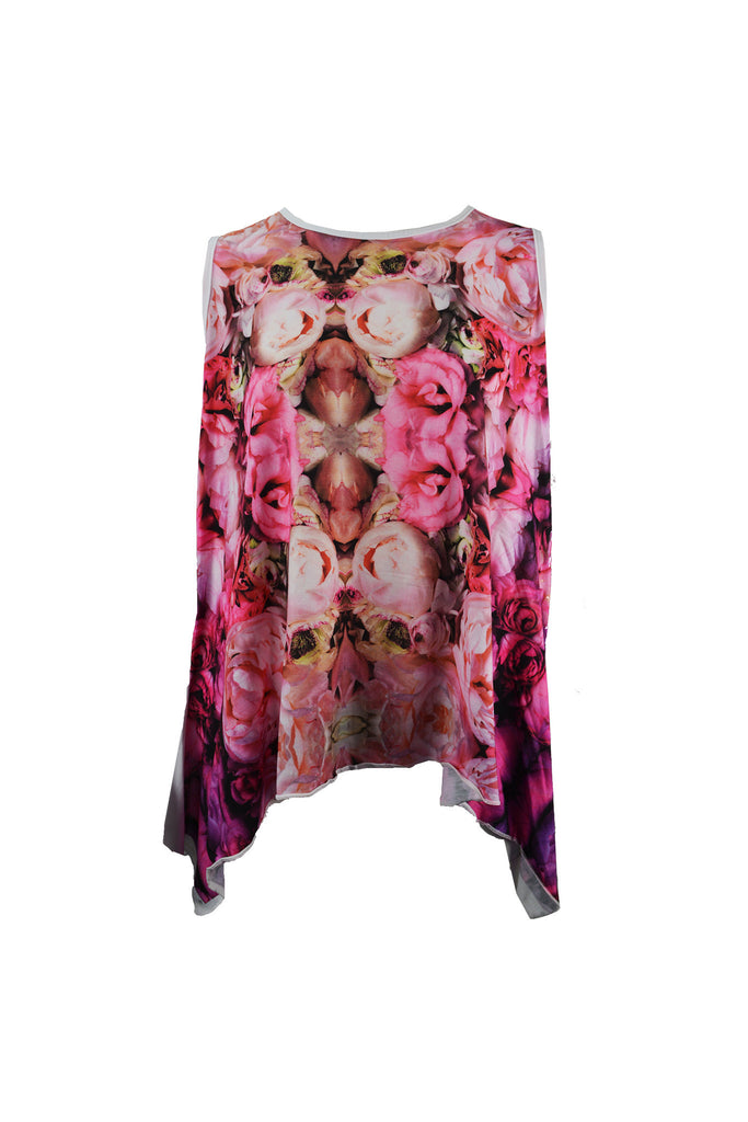 Rose Print Waterfall Vest Top