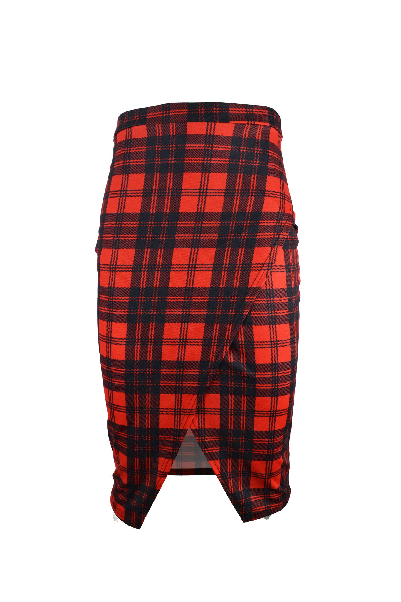 Tartan Crossover Midi Skirt