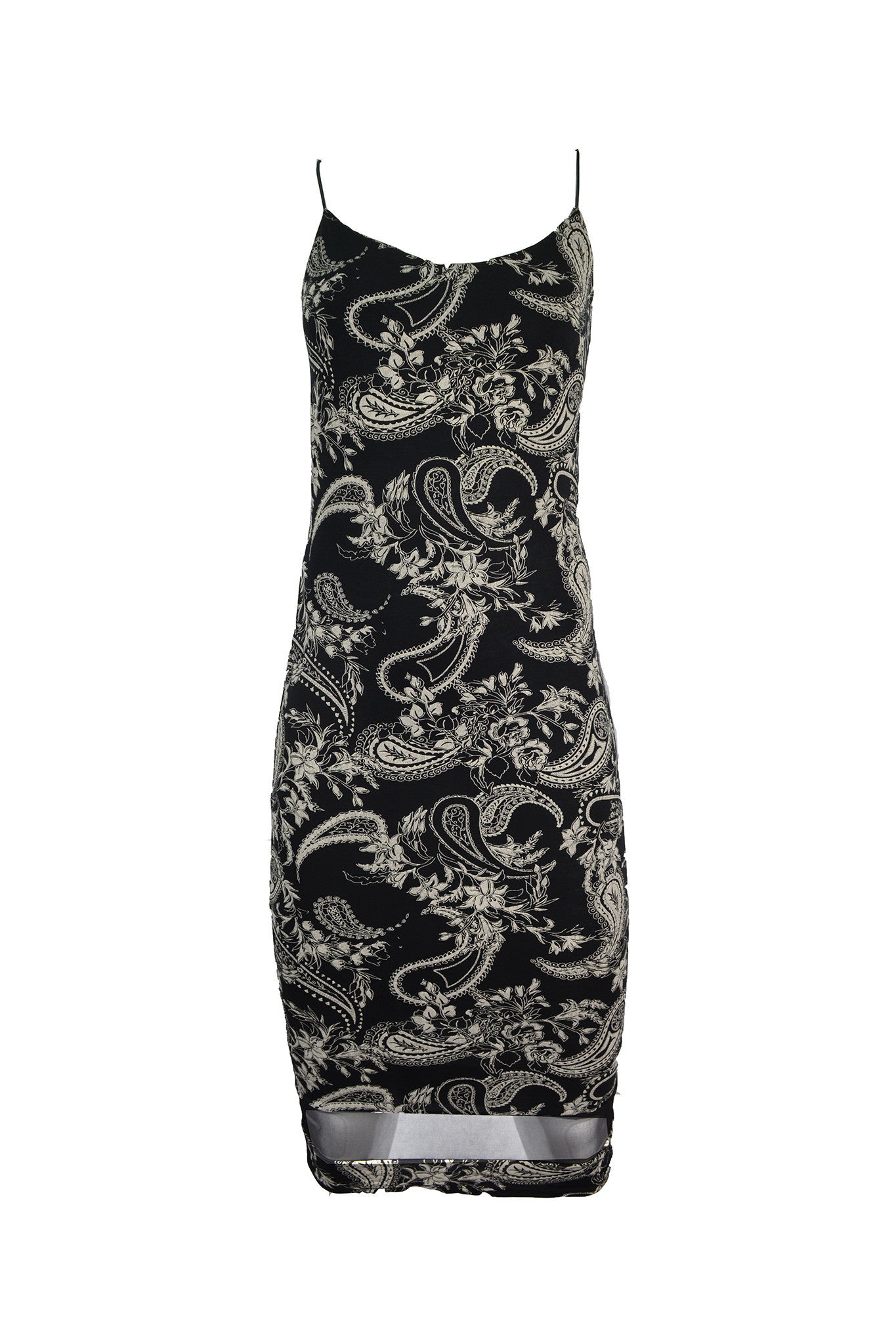 Bodycon Cami Midi Black and White Floral