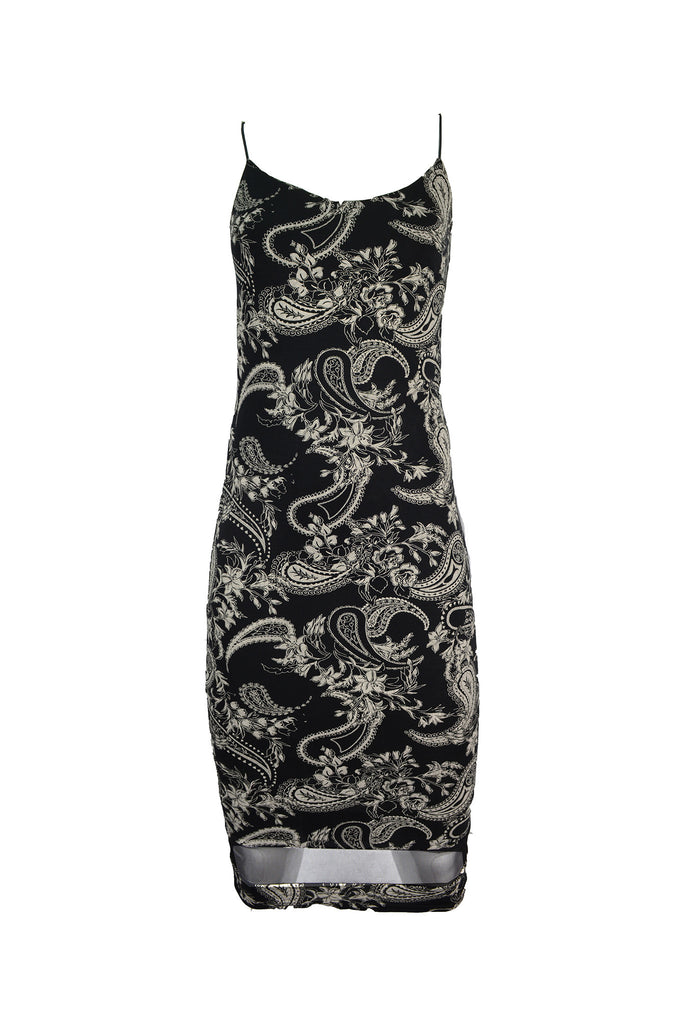 Bodycon Cami Midi Black and White Floral