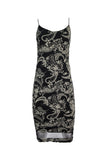 Bodycon Cami Midi Black and White Floral