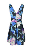 V Neck Floral Skater Dress