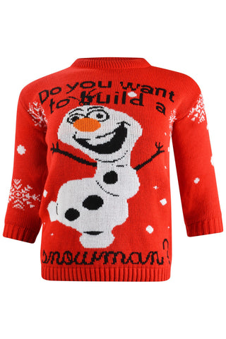 Kids Olaf Do You Want To Build A Snowman Christmas Jumper