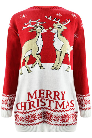 Reindeer Merry Christmas Jumper Red