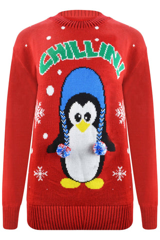 Monty the Penguin Christmas Jumper Red
