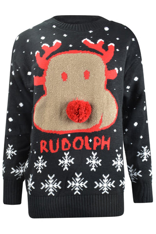 Rudolph Christmas Jumper Black