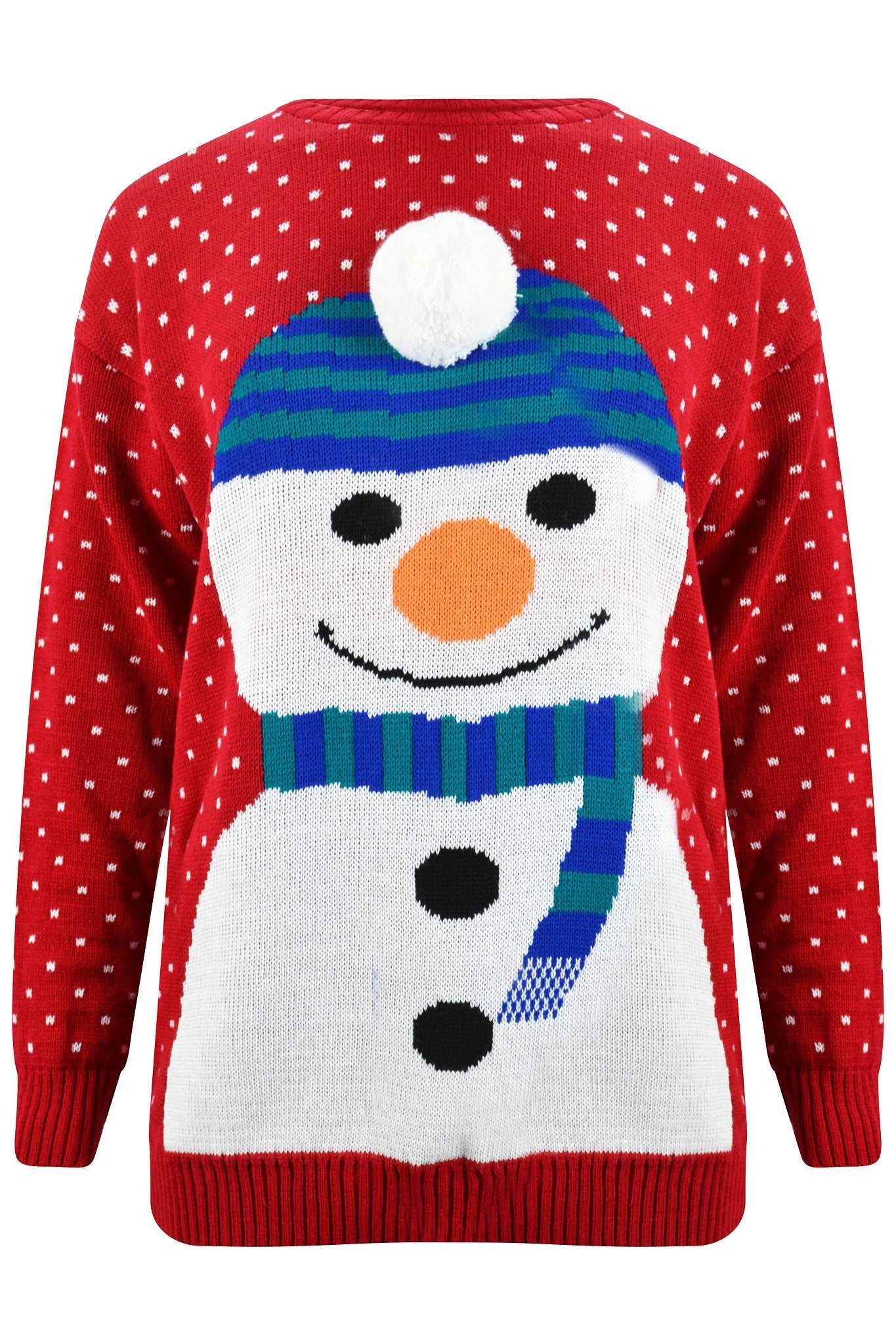 Snowman Pom Pom Hat Red