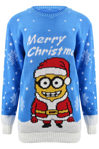 Kids Minion Christmas Jumper Blue