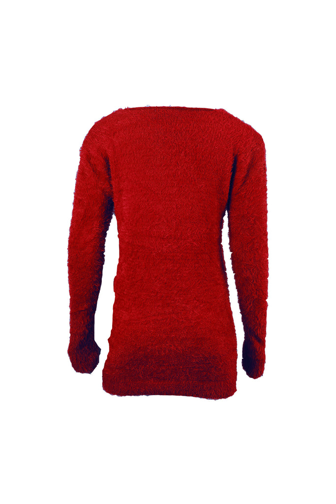 Eyelash Knit Chevron Fluffy Jumper