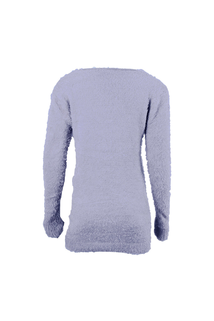 Eyelash Knit Chevron Fluffy Jumper