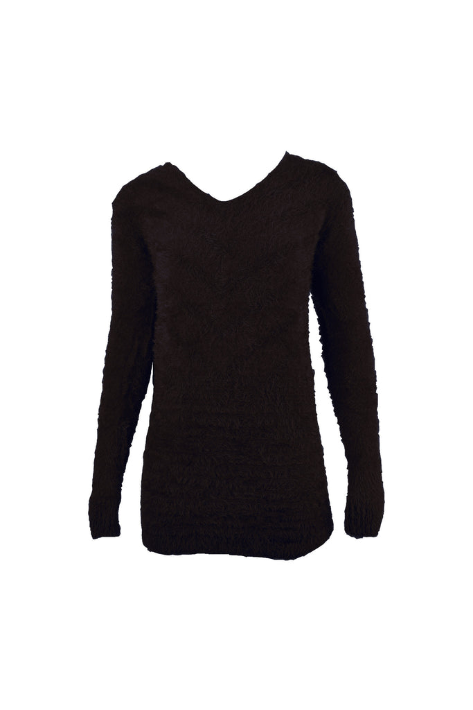 Eyelash Knit Chevron Fluffy Jumper
