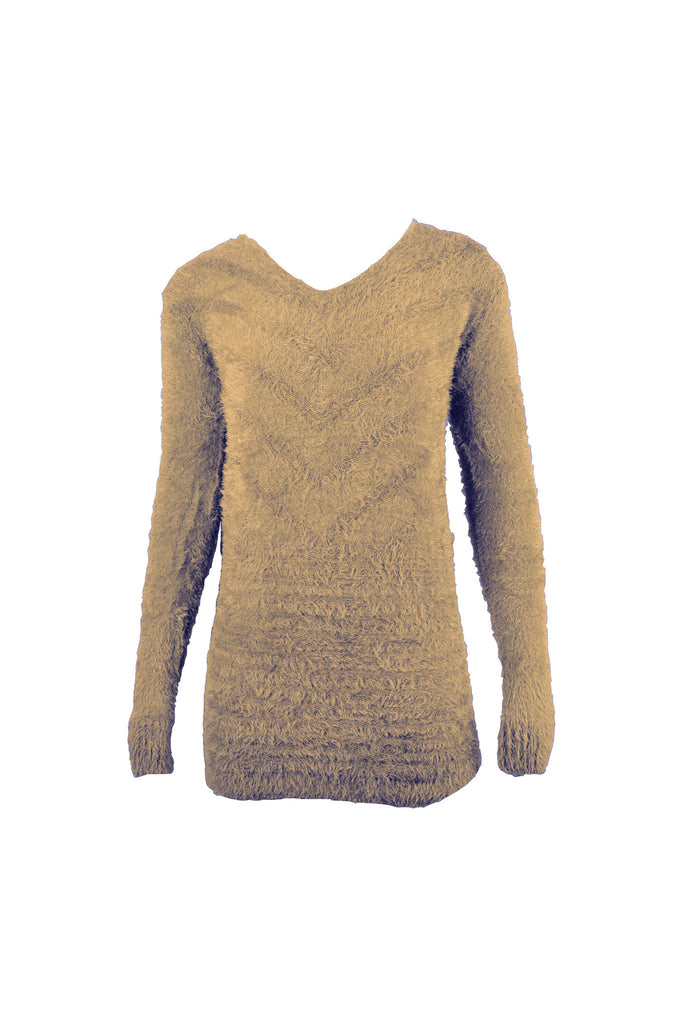 Eyelash Knit Chevron Fluffy Jumper