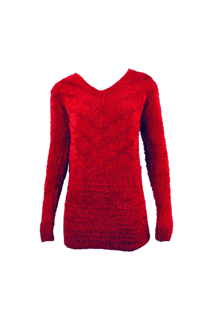 Eyelash Knit Chevron Fluffy Jumper