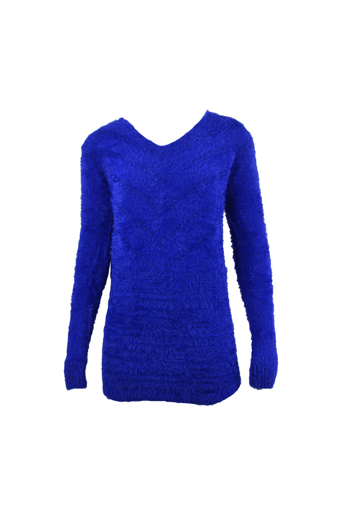Eyelash Knit Chevron Fluffy Jumper