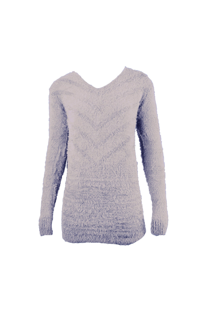 Eyelash Knit Chevron Fluffy Jumper