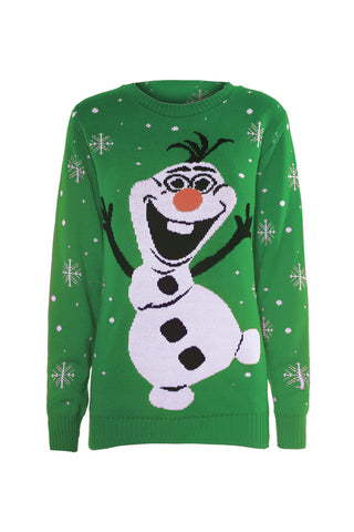 Kids Olaf Christmas Jumper Green