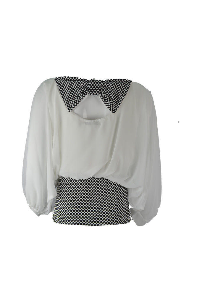 Batwing Chiffon Top with Polka Dots
